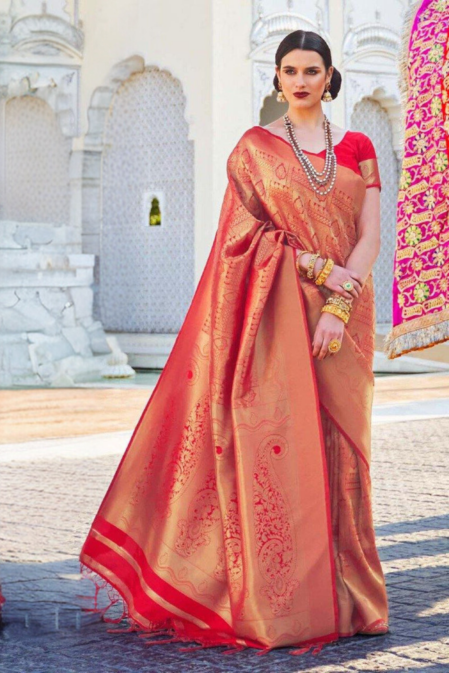 Candy Red Banarasi Special Wedding Edition Silk Saree with Zari Work