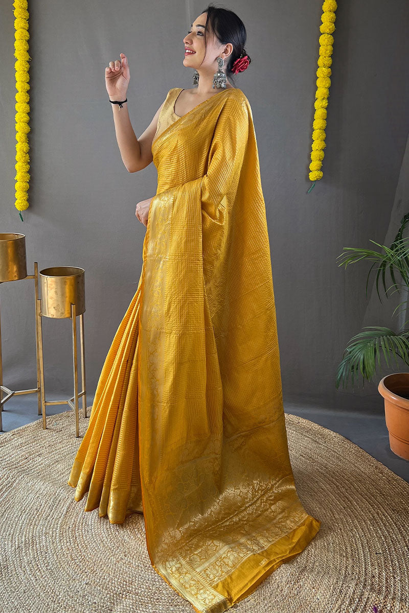 Turmeric Yellow Banarasi Silk Saree