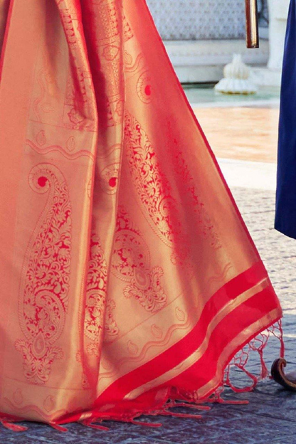 Candy Red Banarasi Special Wedding Edition Silk Saree with Zari Work