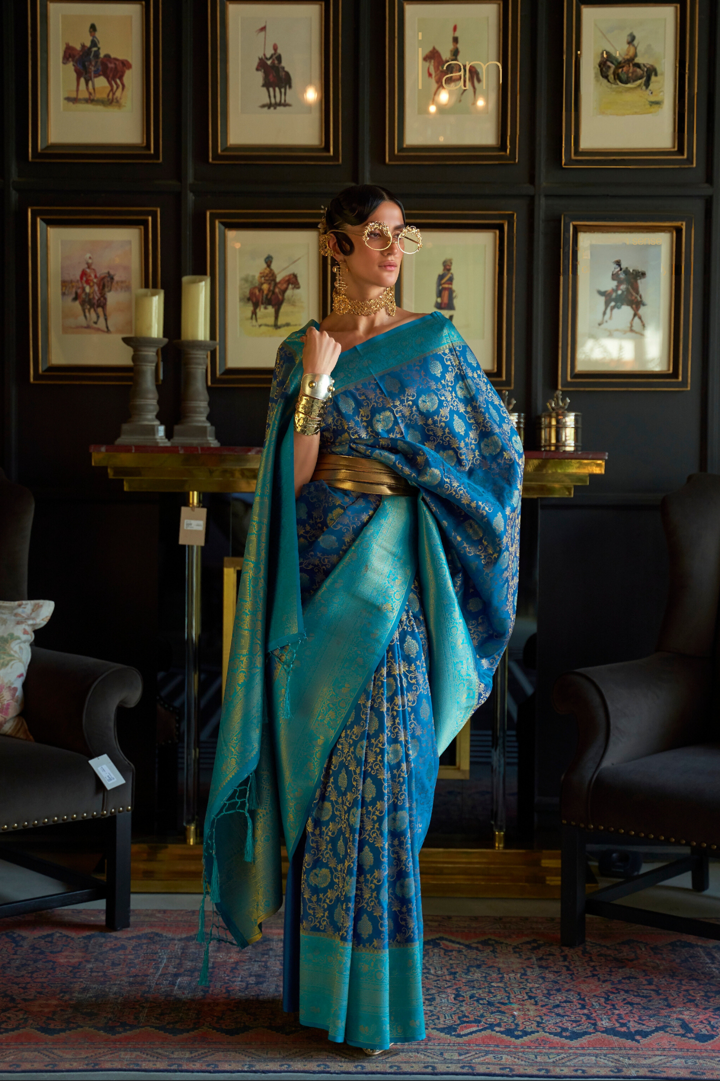 Royal Blue Pure Banarasi Katan Silk Saree with Handloom Weaving