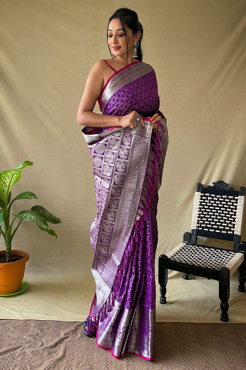 Amethyst Purple Banarasi Silk Saree