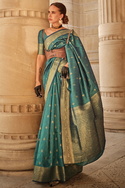 Beetle Green Zari Woven Banarasi Silk Saree