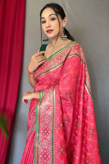Brink Pink Patola Silk Saree