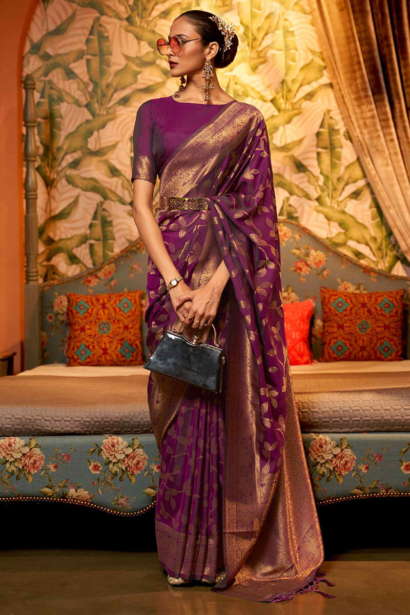 Grape Purple Kanjivaram Silk Saree