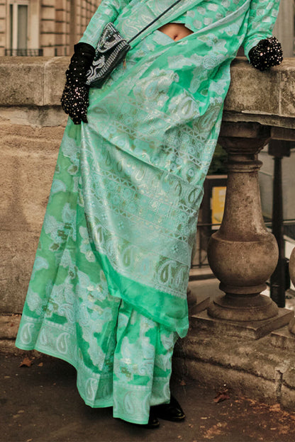 Medium Sea Green Lucknowi Chikankari Saree