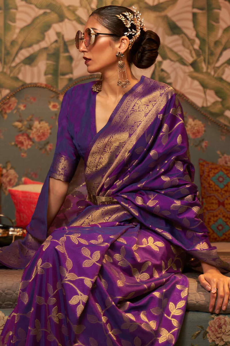 Mulberry Purple Kanjivaram Silk Saree