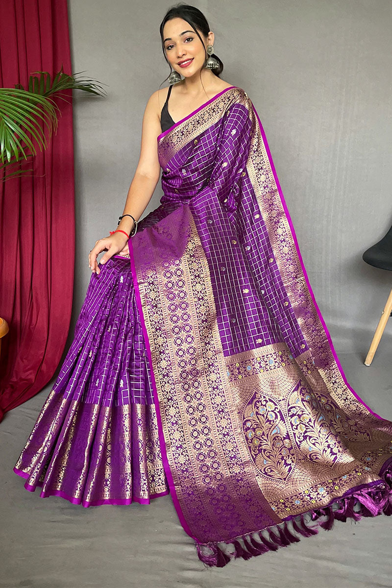 Palatinate Purple Banarasi Silk Saree
