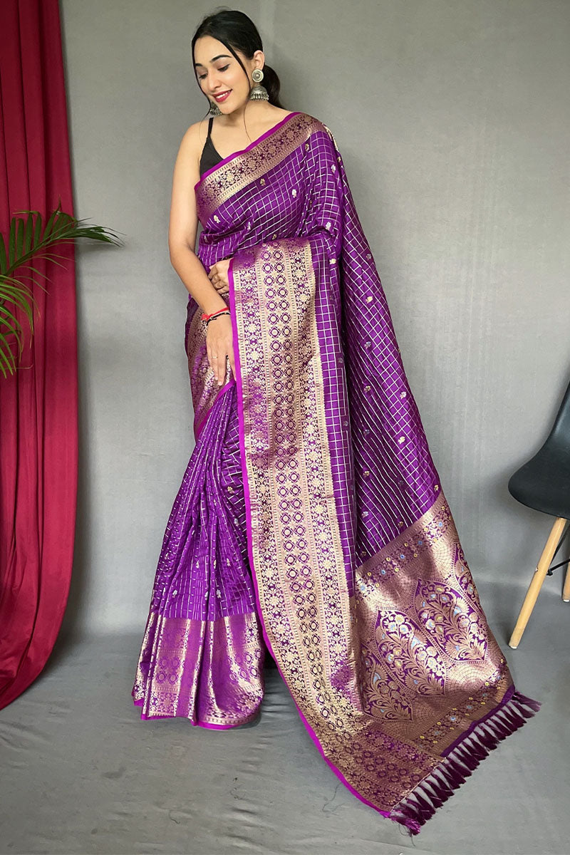 Palatinate Purple Banarasi Silk Saree