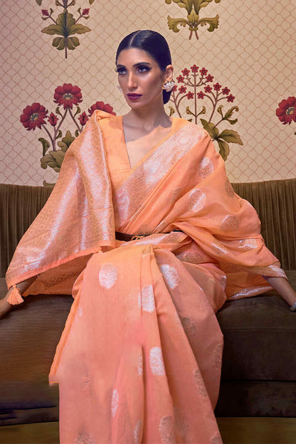 Persian Orange Linen Silk Saree