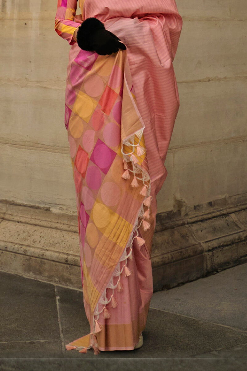 Ruddy Pink Soft Banarasi Silk Saree