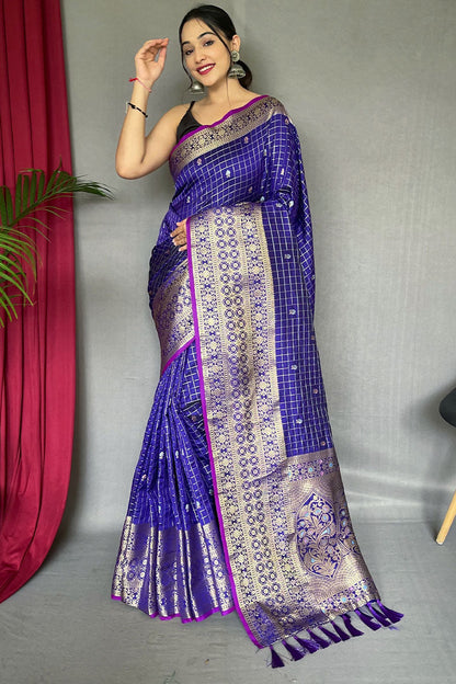 Sapphire Blue Banarasi Silk Saree