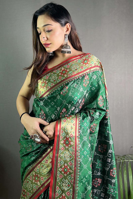 Spruce Green Patola Silk Saree