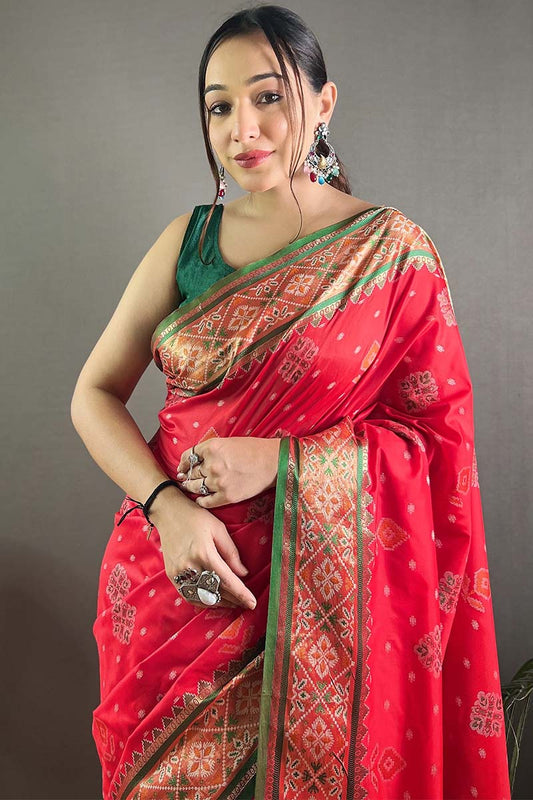 Torch Red Patola Silk Saree