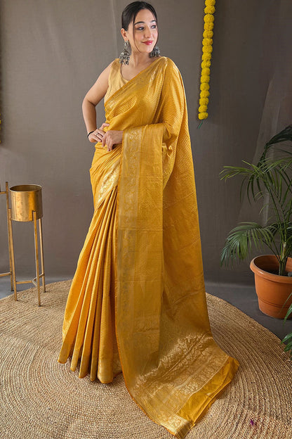 Turmeric Yellow Banarasi Silk Saree