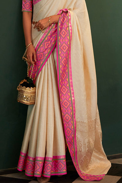 Vanilla Beige Kanjivaram Silk Saree