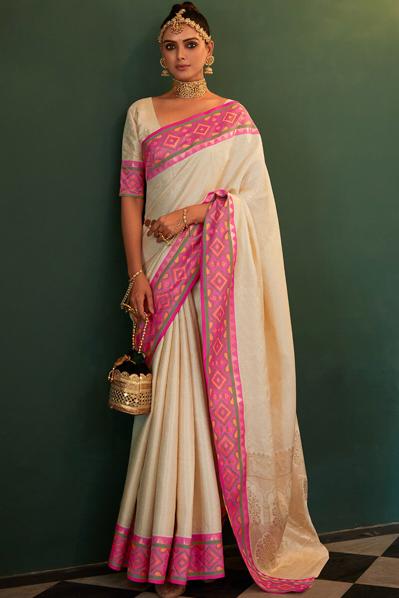 Vanilla Beige Kanjivaram Silk Saree