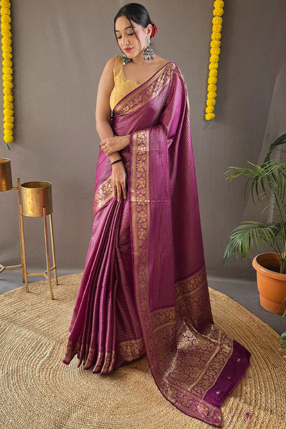 Velvet Purple Banarasi Silk Saree